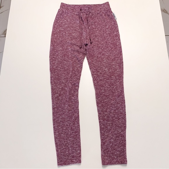 Gymshark Slounge High Waisted Knit Joggers in Deep Plum Marl Size Small - Picture 2 of 10